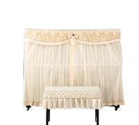Funda de tela for Piano, cubierta protectora protección solar for con atmósfera moda encaje lujo Para Piano(Beige,Cover double stool)