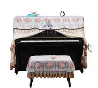 Funda de tela for Piano, cubierta protectora protección solar for con atmósfera moda encaje lujo Para Piano(White,Cover double stool)