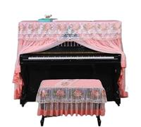 Funda de tela for Piano, cubierta protectora protección solar for con atmósfera moda encaje lujo Para Piano(Pink,Cover single stool)