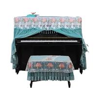 Funda de tela for Piano, cubierta protectora protección solar for con atmósfera moda encaje lujo Para Piano(Light Blue,Cover double stool)