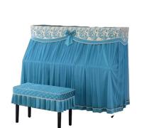 Funda de tela for Piano, cubierta protectora protección solar for con atmósfera moda encaje lujo Para Piano(Blue,Cover double stool)