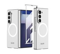 Funda de teléfono con Anillo magnético inalámbrico para Samsung Galaxy Z Fold 7, Carcasa Plegable ultradelgada para Z Fold7, Cubierta anticaída Película de Vidrio Templado (Plateado)