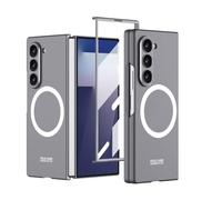 Funda de teléfono con Anillo magnético inalámbrico para Samsung Galaxy Z Fold 7, Carcasa Plegable ultradelgada para Z Fold7, Cubierta anticaída Película de Vidrio Templado (Gris)