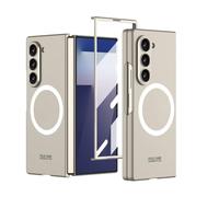 Funda de teléfono con Anillo magnético inalámbrico para Samsung Galaxy Z Fold 7, Carcasa Plegable ultradelgada para Z Fold7, Cubierta anticaída Película de Vidrio Templado (Gris Claro)