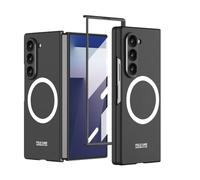 Funda de teléfono con Anillo magnético inalámbrico para Samsung Galaxy Z Fold 7, Carcasa Plegable ultradelgada para Z Fold7, Cubierta anticaída Película de Vidrio Templado (Negro)