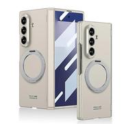Funda de teléfono de cobertura completa con bisagra magnética plegable integrada para Gkk con soporte giratorio para Samsung