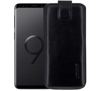 Funda De Teléfono De Cuero Real Exclusiva Negra Para Samsung Galaxy S9