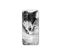 Funda de teléfono - MANIACASE - Samsung Galaxy A34 - Silicona - Negro y blanco - Lobo y loba
