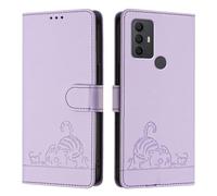 Funda de teléfono para TCL 305/306/30SE/AL02 con soporte, ranuras para tarjetas, parachoques de silicona, a prueba de golpes, funda protectora de piel con tapa para TCL 305/306/30SE/AL02.YB. Morado.