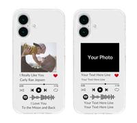 Funda de Teléfono Personalizada de Estilo Musical Transparente Compatible con Apple iPhone 16 Plus, Funda de Teléfono con Código Escaneable Personalizada con Su Foto y Textos