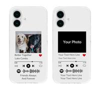 Funda de teléfono Personalizada Estilo Clear Music Compatible con Apple iPhone 17, Funda de Teléfono con Código Escaneable Personalizada con Su Foto y Textos