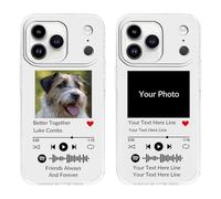 Funda de Teléfono Personalizada Estilo Clear Music Compatible con Apple iPhone 17 Pro, Funda de Teléfono con Código Escaneable Personalizada con Su Foto y Textos