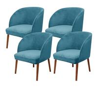 Funda de Terciopelo con Respaldo Curvo Y Acento Moderno para Silla de Comedor Funda para Sillón con Respaldo Redondo 4 Piezas Funda Protectora para Silla de Oficina para Cocina Sala de Estar 10