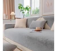Funda de terciopelo de visón lavable, funda de sofá suave antideslizante para sofás de 1/2/3 plazas y seccionales, protector de muebles en forma de L, color gris (70 x 210 cm)