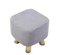 Funda de Terciopelo for Silla Redonda y Cuadrada, extraíble y Lavable, Fundas elásticas for reposapiés y Asiento pequeño, decoración del hogar para Proteger los reposapiés(Light Gray-Square)