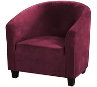 Funda de terciopelo for sillón, funda elástica de una pieza for sillones, sillones club y sofás, protector de sofá extraíble con agarre inferior, funda for muebles de salón.(Wine red,Normal)