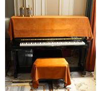 Funda de terciopelo vertical para piano con colgante de borla, protector de piano y taburete, tela suave y moderna decorada para instrumentos musicales (54.3 x 82.5 pulgadas, naranja)