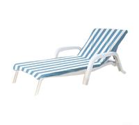 Funda de toalla para silla de playa, de secado rápido, antideslizante, con bolsillos con solapa para piscina, patio y muebles de exterior, rayas verdes menta, tamaño grande (rayas azules)
