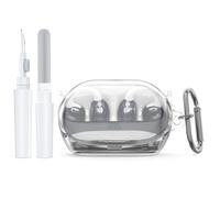 Funda de TPU para auriculares JBL SoundGear Clips, funda protectora con lápiz de limpieza y mosquetón para deporte y uso diario (transparente)