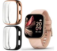Funda de TPU Suave Antiarañazos para FITVII HM57 Smartwatch 1,85"- Cubierta Protectora Completa y Compatible con HM57 Smartwatch Case (Oro Ros Negro)