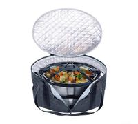 Funda de transporte aislada para olla de cocción lenta, para 6-8 cuartos de galón para Crock-Pot, bolsa portátil de retención de calor, cierre de tapa ajustable y ranuras de transporte laterales
