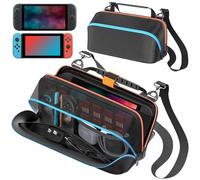 Funda de Transporte para Switch 2/SW OLED/SW Original con Correa Ajustable, Bolsa Switch para Mandos Joy-Con 1/2 & Consola, Funda Protectora Switch 2 para 14 Tarjetas de Juego & Switch Accesorios