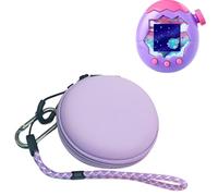 Funda de Transporte para Tamagotchi Paradise, Mini Bolsa de Almacenamiento, Organizador Portátil, Funda Protectora de PU a Prueba de Golpes con Correa para Muñeca (Morado)