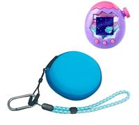 Funda de Transporte para Tamagotchi Paradise, Mini Bolsa de Almacenamiento, Organizador Portátil, Funda Protectora de PU a Prueba de Golpes con Correa para Muñeca (Azul)