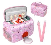 Funda de Transporte para Toniebox Starter, Bolsa de Almacenamiento para Tonies Characters, Auriculares, Estación de Carga y Accesorios, Bolsa de Transporte con Cremallera y Correa Ajustable (Rosa)