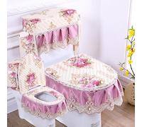 Funda De Tres Piezas para Cojines De Inodoro, Universal para Todas Las Estaciones, Antipolvo, Decoración De Baño, Lavable con Agua(F)