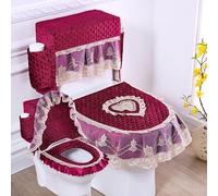 Funda De Tres Piezas para Cojines De Inodoro, Universal para Todas Las Estaciones, Antipolvo, Decoración De Baño, Lavable con Agua(E)
