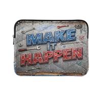 Funda de viaje para laptop de 13 a 14 pulgadas, bonito eslogan creativo: Make It Happen, bolsas de transporte para computadora para trabajo de negocios