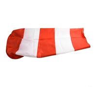Funda de viento para aeropuerto en rojo brillante y blanco asegurado con clips de metal para un uso fiable (100 cm)
