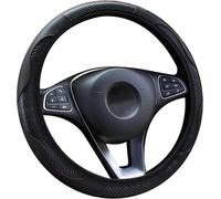 Funda de Volante calefactable Fundas de Cuero para Volante de Coche, Protector para Volante de Coche, Transpirable, Antideslizante, 37-38,5 cm, decoración automática(Black)
