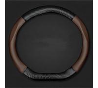 Funda de Volante calefactable para Citroen C1 C2 para C3 para C4 para C5 C6 VTS Xsara C-Crosser para Berlingo Jumpy Protector Cuero Fibra Carbono para Volante Coche Accesorios(Round Brown B)