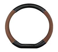 Funda de Volante calefactable para Peugeot 108 206 207 208 301 307 308 406 407 408 508 607 2008, 3008, 4008, 5008 GT, Protector de Gamuza para Volante de Coche de Fibra de Carbono(D Browm)