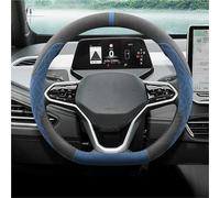Funda de Volante calefactable Protector de Gamuza para Volante de Coche, Accesorios para T-ROC R Taigo, para Touareg R, para Atlas R, para t-Cross 2021, 2022, 2023, 2025(D Type Black Blue)