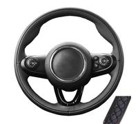 Funda de Volante calefactable Protector para Volante Cuero Microfibra Antideslizante Personalizado para Mini para Cooper Coupe para Clubman para Countryman Accesorios para Coche(Black Thread)