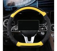 Funda de Volante calefactable Protector para Volante de Coche, diseño de Onda de Cuero, Transpirable, Tridimensional, Antideslizante, D, Universal, para Hombres y Mujeres(D-Type Wave Yellow+38cm)