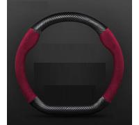 Funda De Volante Coche Cuero Fibra Carbono Accesorios para Toyota para Corolla RAV4 para Camry para Avalon para Golf para Prius camión(D Style A Red3)