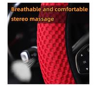 Funda de Volante de 3 Piezas de Malla Transpirable para Masaje de Coche, sin Anillo Interior, para Freno de Mano, 14,5-15 Pulgadas(Wine Red)