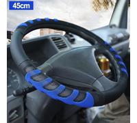 Funda de volante de ajuste directo para camiones y autobuses hecha de cuero y materiales de goma (45 cm)