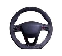Funda de Volante de Coche Antideslizante de Gamuza Negra Trenzada para Seat para Leon para Cupra para R para ST para Ateca para FR Funda Volante Coche(Black Thread)