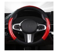 Funda de Volante de Coche Funda Volante Cuero Resistente Al Desgaste con Fibra Carbono Manija Empalmada Cómoda Y Transpirable Todas Las Estaciones(Red)