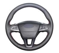 Funda de volante de cuero negro con puntadas for Ford Escape 2017-2019, antideslizante.(Red Thread)