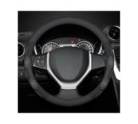 Funda de Volante de Fibra de Carbono de Gamuza para Suzuki para I&GNIS para Jimny para Samurai para Grand para Vitara para SX4 para Swift para Alto Emblem XL7 Funda Volante Coche(O Leather White)