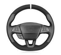 Funda de Volante de Gamuza Negra para Focus RS ST ST-Line 2015 2016 2017 2018, Kuga y Ecosport. Decoración cálida para Coche (Hilo Amarillo).