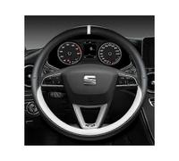 Funda de volante de microfibra de cuero con forma de O, color blanco, antideslizante, 38 cm, para Seat