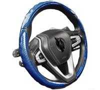 Funda de volante estilo fibra de carbono con perfil fino y alta fricción para un agarre seguro sin volumen (azul 3 piezas)