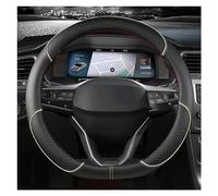 Funda De Volante para Asiento para Leon MK1 MK2 MK3 MK4 1999 2020 37CM Protector para Volante De Coche PU Cuero Antideslizante para Automóviles(D Shape Beige)